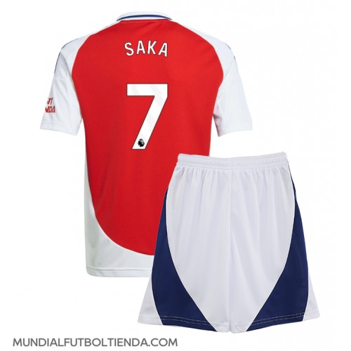 Camiseta Arsenal Bukayo Saka #7 Primera Equipación Replica 2024-25 para niños mangas cortas (+ Pantalones cortos)